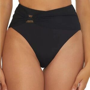 Trina Turk Black Monaco Belted High Waist Bikini Bottoms NWT